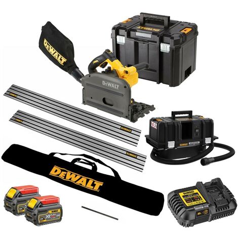 Dewalt DCS520T2 54v XR FLEXVOLT Plunge Saw 2x6.0ah + 2 Guide Rails DCV586M Vac