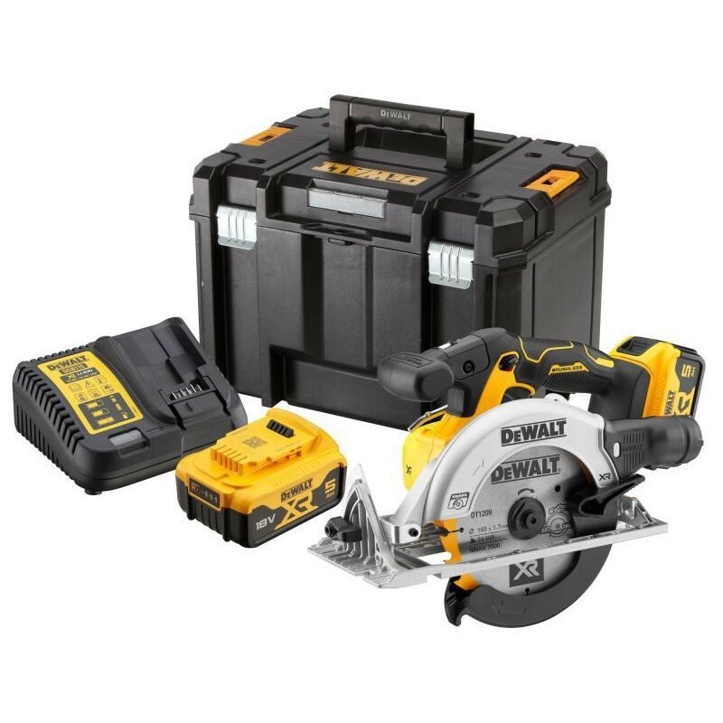 18v DCS565P2 xr Brushless Compact 165mm Circular Saw - 2 x 5.0ah Battery - Dewalt