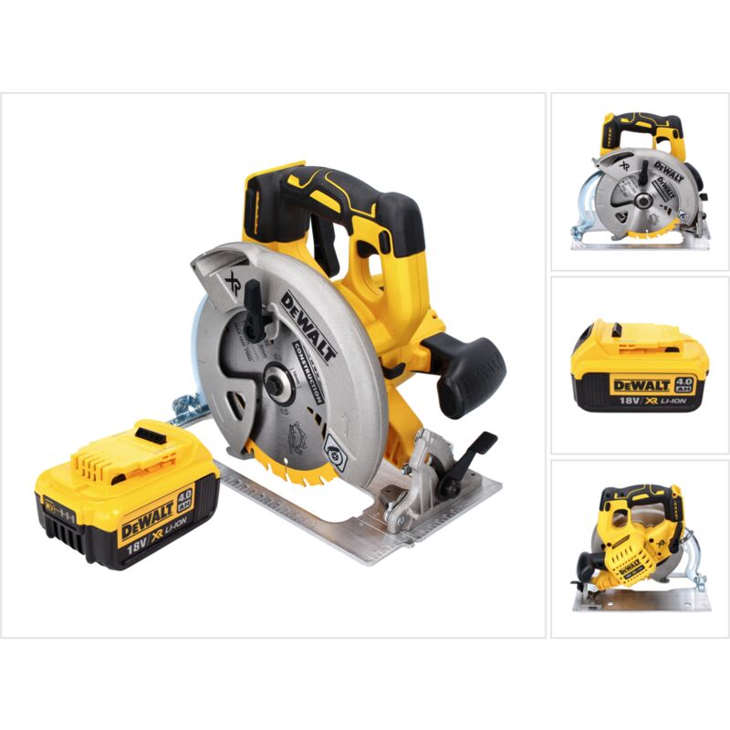 DCS570 Scie circulaire sans fil 184mm 18V Brushless + 1x Batterie 4,0Ah - sans chargeur - Dewalt
