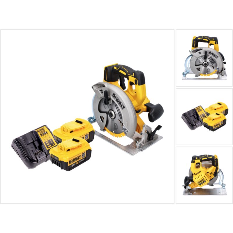 DCS570 Scie circulaire sans fil 184mm 18V Brushless + 2x Batteries 4,0Ah + Chargeur - Dewalt