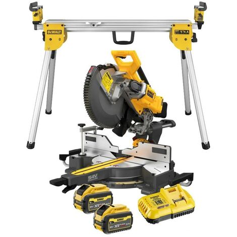 Dewalt DCS781X2 XR FlexVolt Cordless Mitre Saw 305mm 54V 2 x 9.0Ah DE7033 Stand