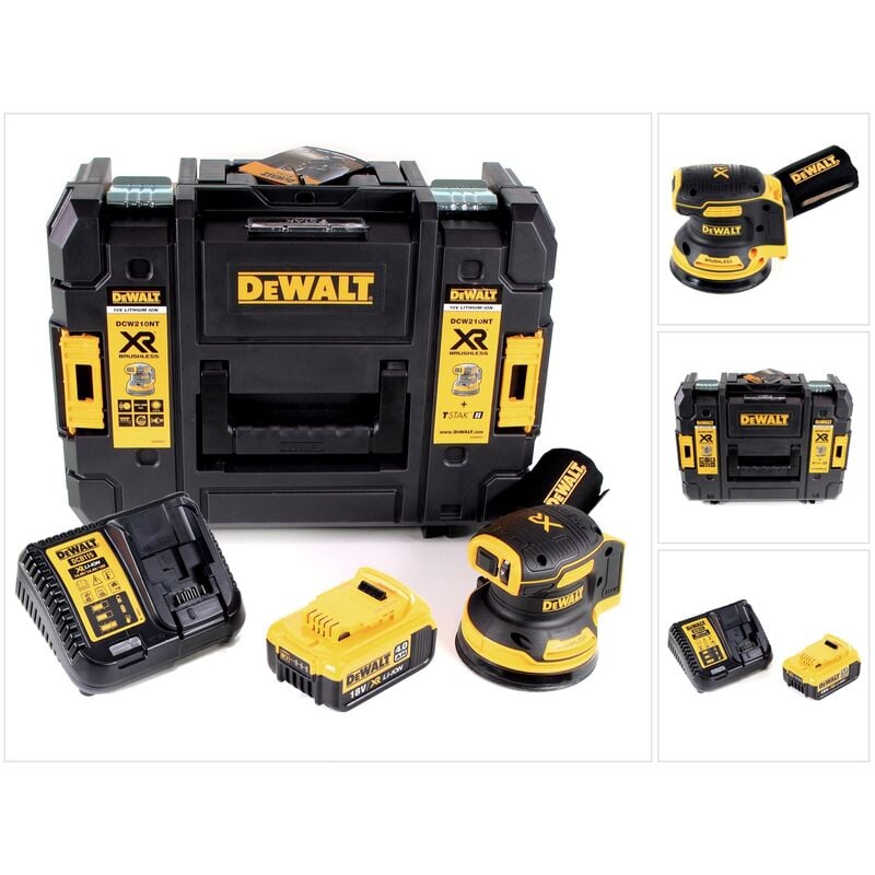 Dcw 210 M1 Ponceuse excentrique sans fil et sans balais 18V 12.000U/min 125 mm + 1x Batterie 4,0 Ah + Chargeur rapide + Coffret de transport - Dewalt