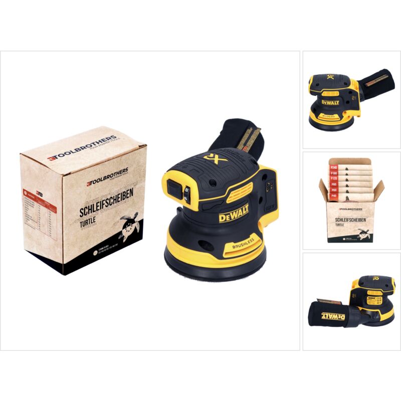 Dewalt – Ponceuse excentrique sans fil 18V – Moteur Brushless – 125 mm – 8000 12000 trmin – Pour bois dur et acier – Avec set de disques de ponçage DCW 210 N