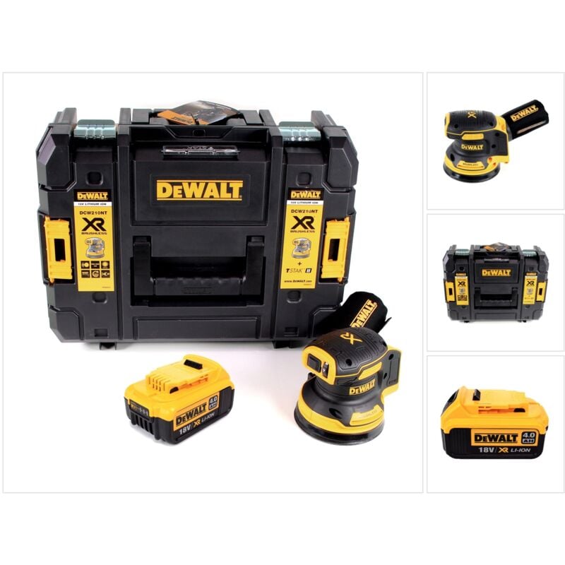 Dcw 210 nt Levigatrice orbitale a batteria 18V / 125mm / Brushless in valigetta tstak + 1x Batteria 4,0Ah - senza caricabatterie - Dewalt