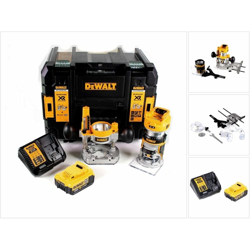 Image of Dewalt - dcw 604 M1 Akku Kombifräse 18V 55mm + 1x Akku 4,0 Ah + 1x Schnellladegerät in tstak