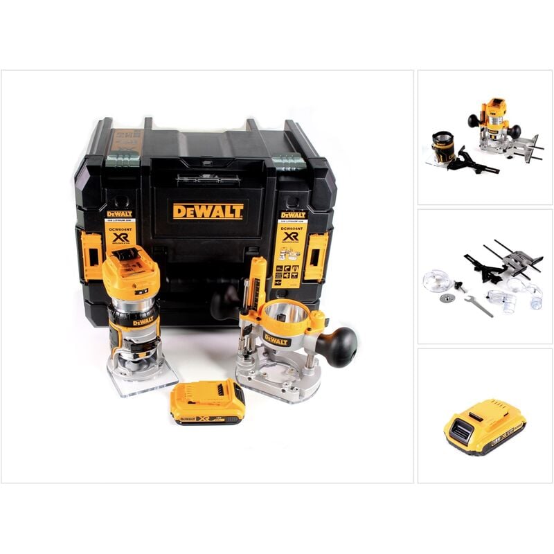 Dewalt - dcw 604 nt Fraiseuse combinée sans fil 18V 55mm + 1x batterie 2,0 Ah en tstak - sans chargeur