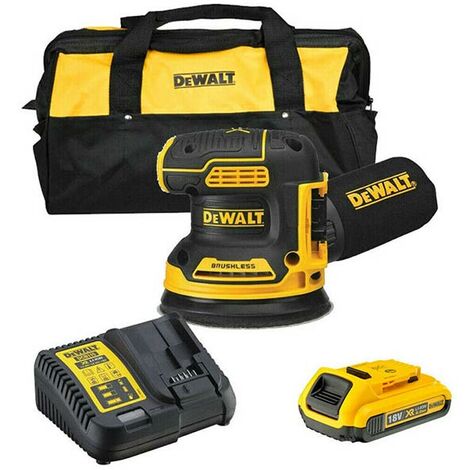 DeWalt DCW210D1 Cordless 18V Brushless 125mm Orbit Sander With 2Ah Battery, Charger And Bag