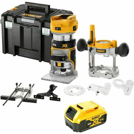 main image of "Dewalt DCW604NT 18V Router/Trimmer With Extra Base, 1 x 5.0Ah Battery & Case"