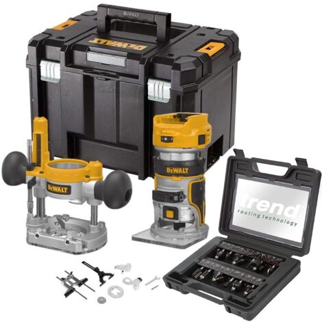Dewalt DCW604NT 18v XR Brushless Cordless 1/4"" Router + Plunge Base + Trend Set