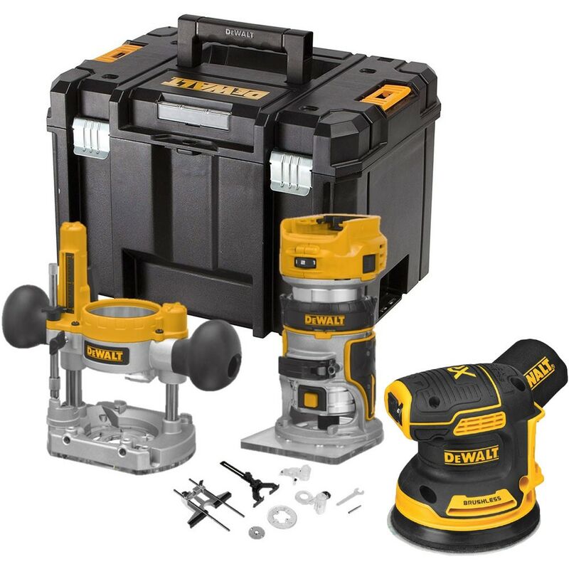 Dewalt - DCW604NT 18v xr Brushless Router Trimmer + Plunge Base + DCW210N Sander