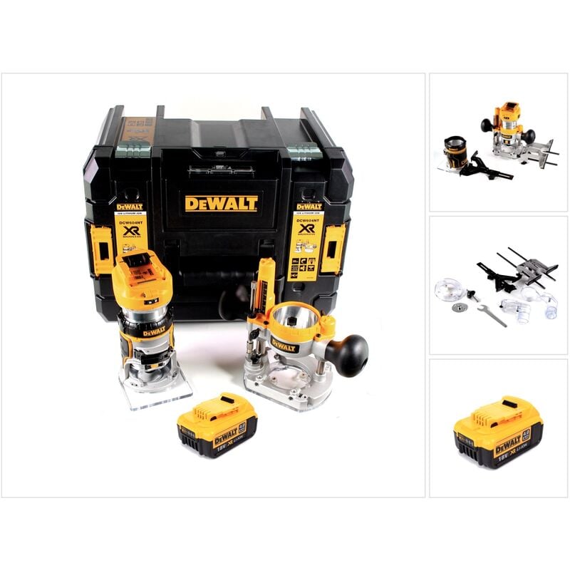 Dewalt - dcw 604 nt Fraiseuse combinée sans fil 18V 55mm + 1x batterie 4,0 Ah en tstak - sans chargeur