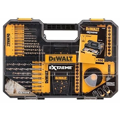 DEWALT DEWDT70620T EXTREME LOT DE 100 FORETS ET SDS JAUNE TAILLE UNIQUE DT70620T-QZ