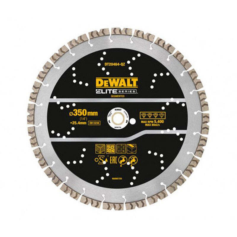 Disque diamant segmenté Ø350x25 4mm ELITE DEWALT DT20464 QZ pour tout usage