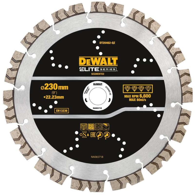 Disque diamant segmenté Ø230x22 23mm ELITE DEWALT DT20462 QZ pour tout usage - vue 2