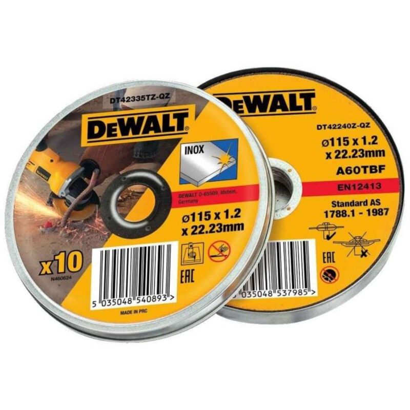 Accessori - Set di dischi da taglio per acciaio inox 115x22,2 mm, 10 pz DT42335TZ - Dewalt