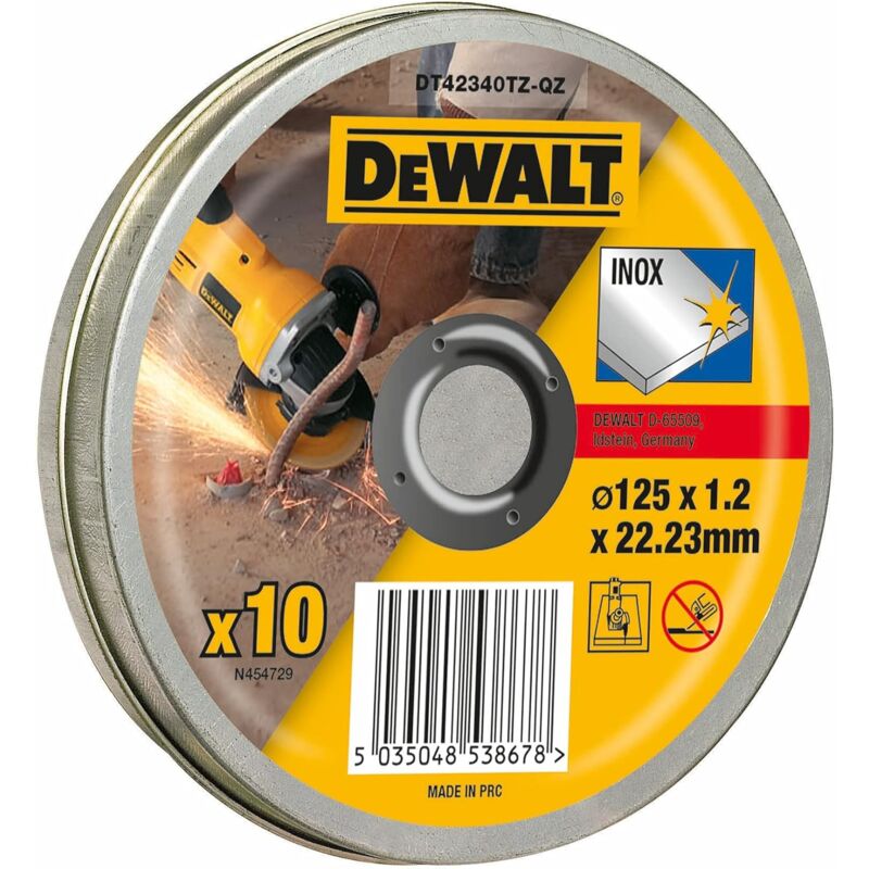 10 dischi piatti per taglio su acciaio 125x1,2 mm dt42340tz-qz - Dewalt