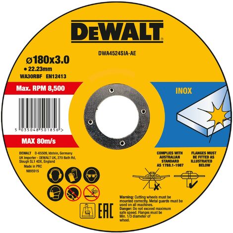 DeWALT Disque à tronçonner 180x3x22,23mm - DWA4524SIA-AE