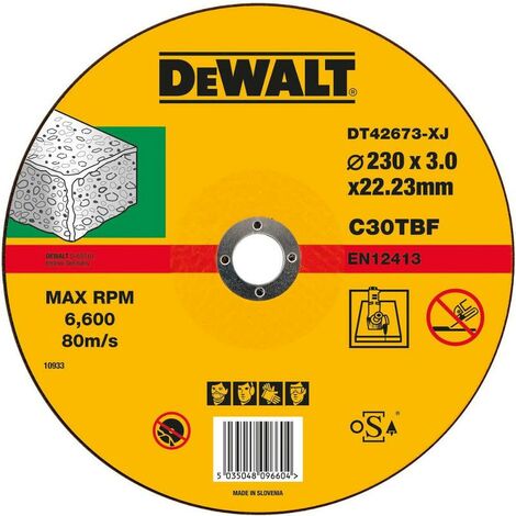 DeWalt disque à tronçonner pierre plat 230x3mm - DT42673-XJ