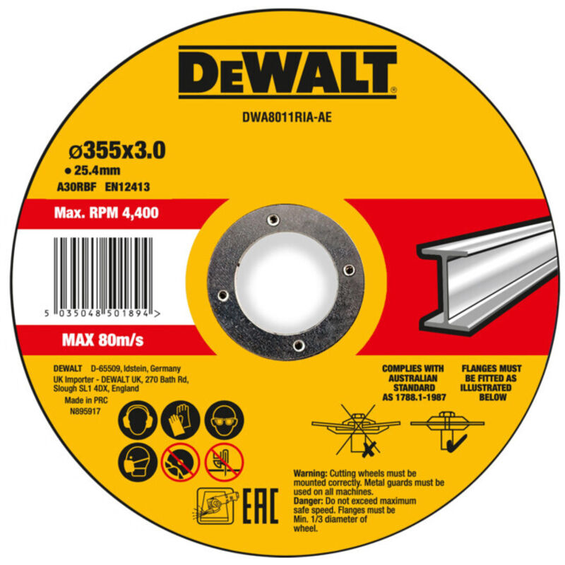 DeWALT Disque à tronçonner haute performance 355x3x25 4mm métal type 41 DWA8011RIA AE