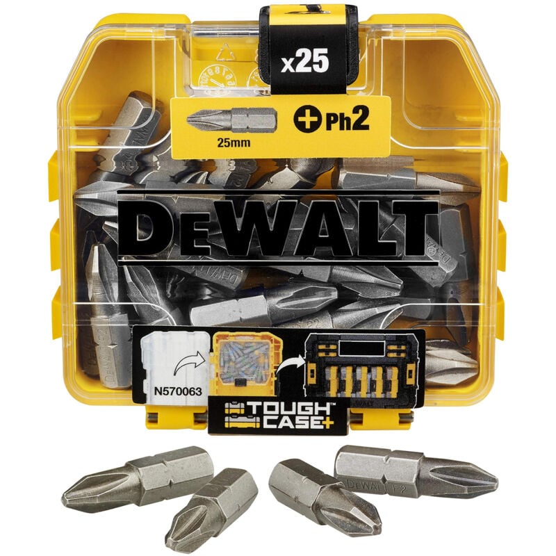 Dewalt - DT71522-QZ coffret d'accessoires toughcase - embouts de vissage - PH2 25MM X25 - pour perceuse-visseuse