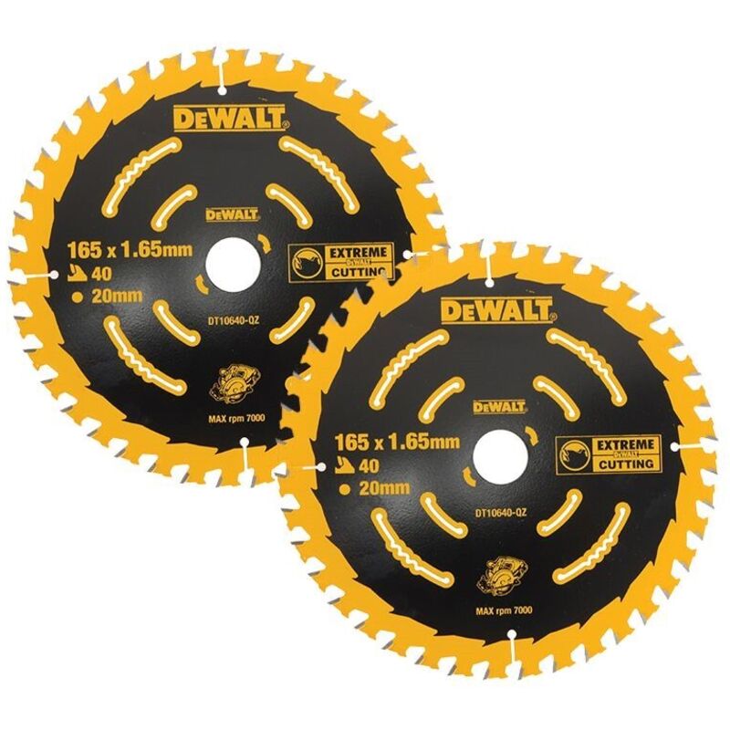 DT10640 2 x Circular Saw Blade 165 x 20 x 40T Extreme Framing DCS391 - Dewalt