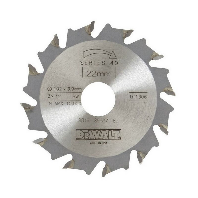 

DEWALT DT1306-QZ - Hoja de sierra ensambladora exterior 102mm interior 22mm espesor 3.9mm 12 dientes TCT