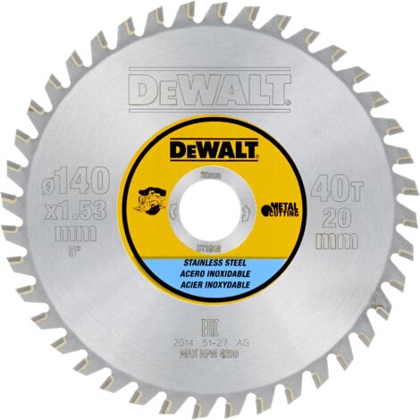Dewalt DT1918-QZ Hoja para sierra circular sin cable 140x20mm 30D para Acero inoxidable