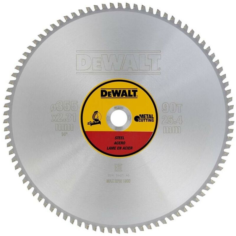 

DEWALT DT1927-QZ - Hoja para sierra circular estacionaria 355x25.4mm 90D para Acero TCG +1 5º