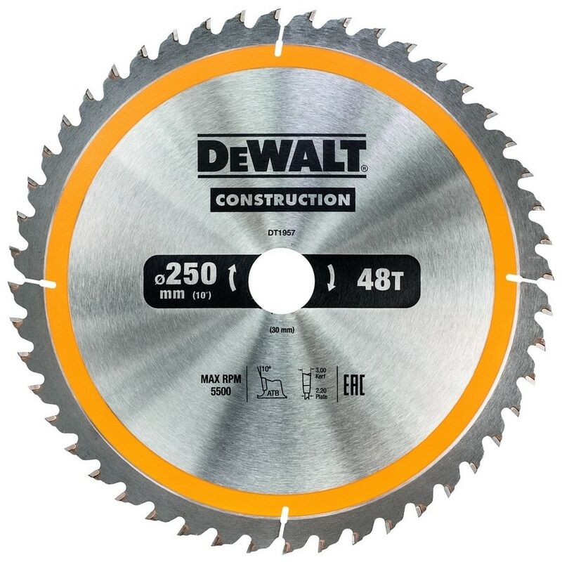 

DEWALT DT1957-QZ - Hoja para sierra circular estacionaria 250x30mm 24D ATB +10º