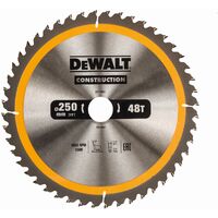 DEWALT DT1957 250 X 30 MM X 48 DENTS LAME DE SCIE CIRCULAIRE CONSTRUCTION - JAUNE