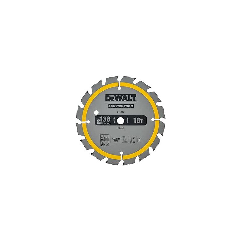 Dewalt - DT1946-QZ Lame de scie circulaire 136x10mm 16T Bois cloué
