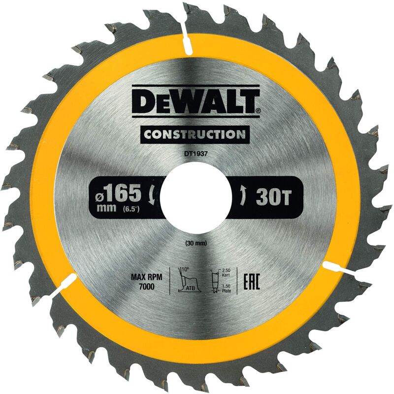 Dewalt Dt1937 Scie Circulaire Portative Feuilles 165/30 Mm 30 Wz, Lot De 6