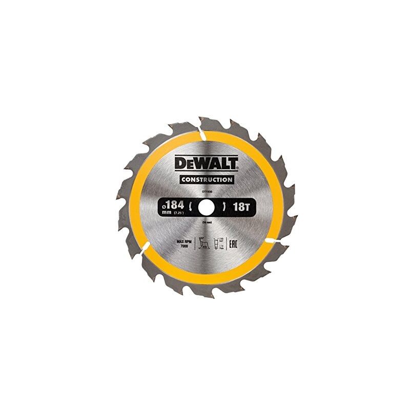 Dewalt - DT1938-QZ lame pour scie circulaire portative pour construction, 184 x 16 mm, 18D atb + 20º