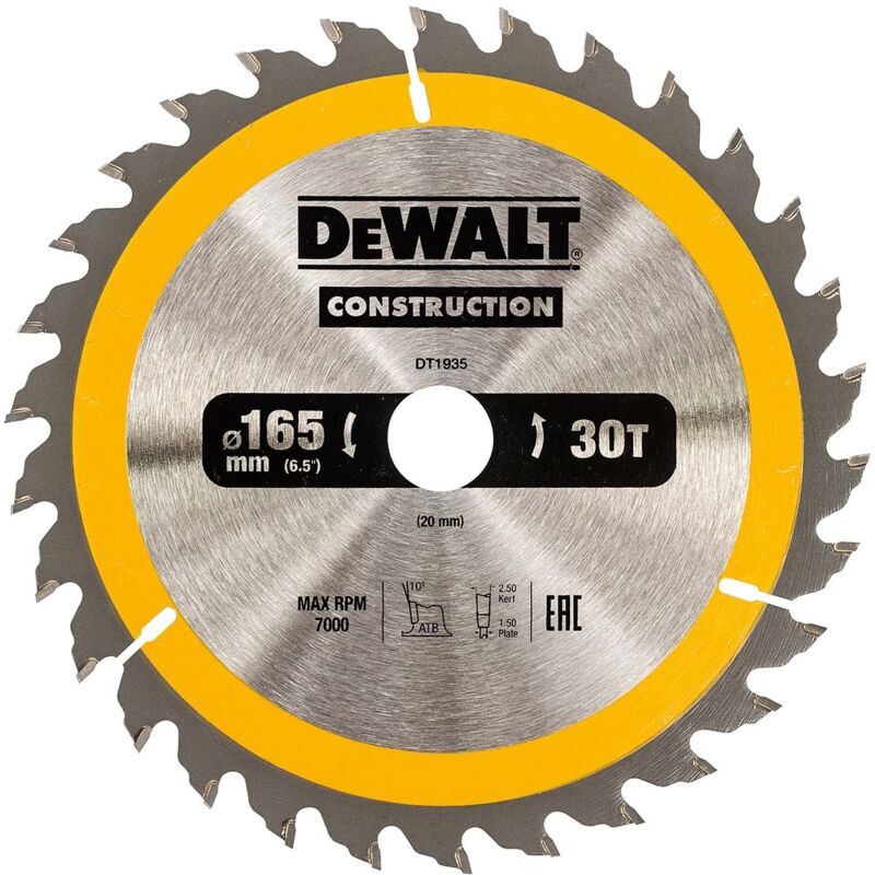Dewalt - DT1935-QZ lame de scie portative 30WZ, argent, 165/20MM