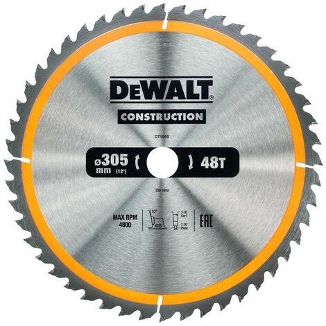 DEWALT DeWalt DT1952 Stationnaire Construction Scie Circulaire Lame 216 x 30mm X 24T 