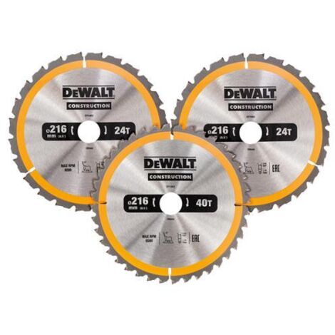 DEWALT DT1963 Construction Circular Saw Blade 3 Pack 250 x 30mm x 24T/48T DEWDT1963QZ