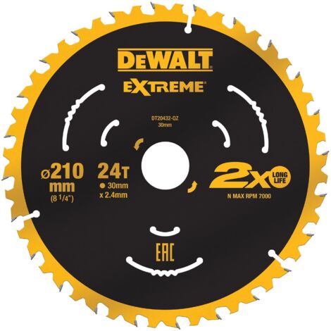 DeWALT DT20432-QZ Extreme 210 x 30mm 24T TCT Saw Blade