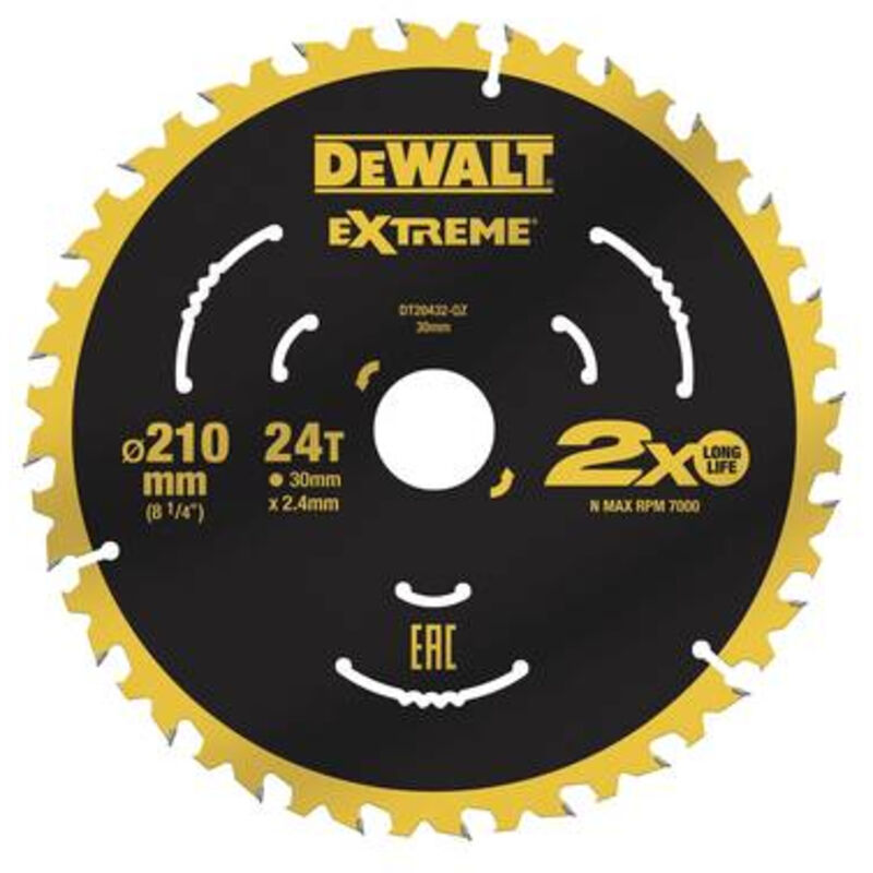 Dewalt - DT20432-QZ Lame de scie circulaire 210 x 30 x 2.4 mm Nombre de dents: 24 1 pc(s)