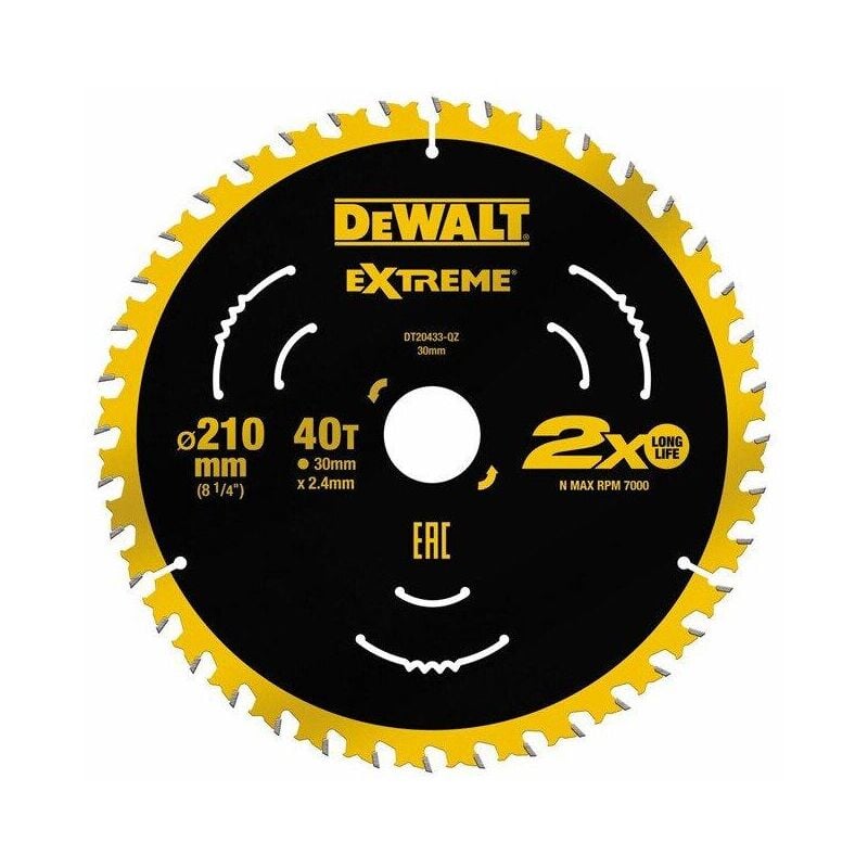 Dewalt - DT20433-QZ Extreme 210 x 30mm 40T tct Saw Blade