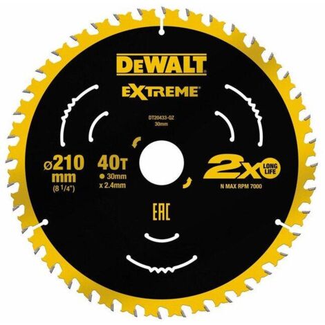 DeWALT DT20433-QZ Extreme 210 x 30mm 40T TCT Saw Blade