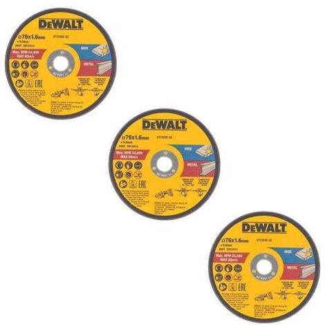 DeWALT DT20592-QZ 75mm Bonded Abrasive Cutting Wheels Fits DCS438 Pack Of 3