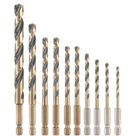 Dewalt DT20620-QZ DT20620 Black & Gold HSS Drill Set 10 Piece DEWDT20620QZ