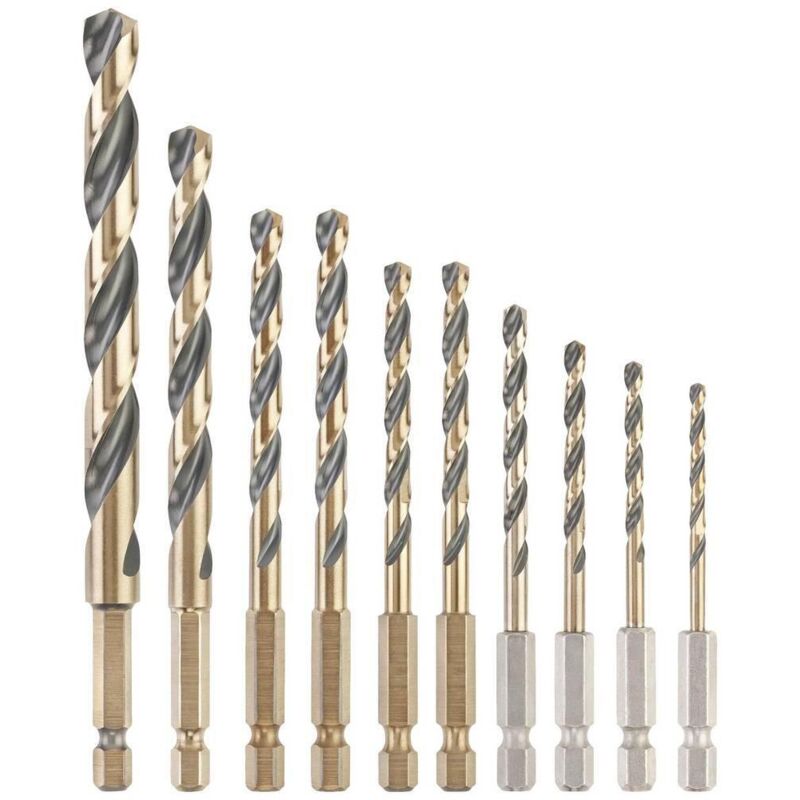 Jeu de forets pour le métal DEWALT DT20620 QZ HSS G 10 pièces 3 à 10 mm