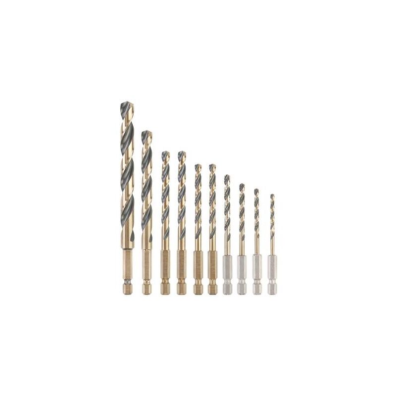 Dewalt Dt20620-Qz Hss-G Jeu De Forets Pour Le Métal 10 Pièces 3 Mm, 3.5 Mm, 4 Mm, 4.5 Mm, 5 Mm, 6 Mm, 8 Mm, 10 Mm Protégé Contre