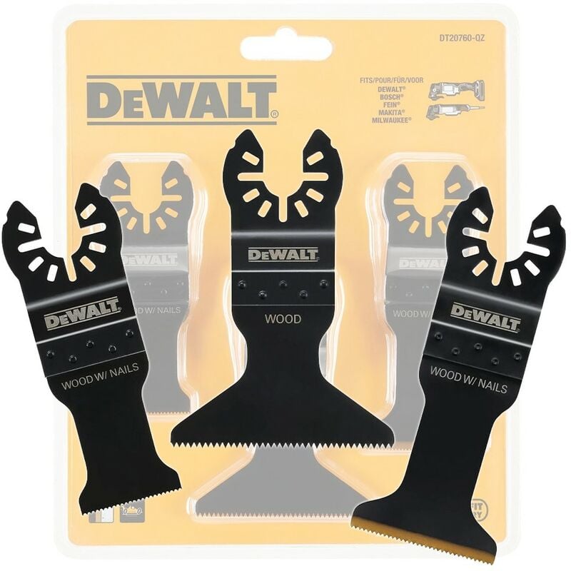 Dewalt DT20760 3PC Multi Tool Blade Set Titanium Plunge Cut Nails DCS355 DCS356