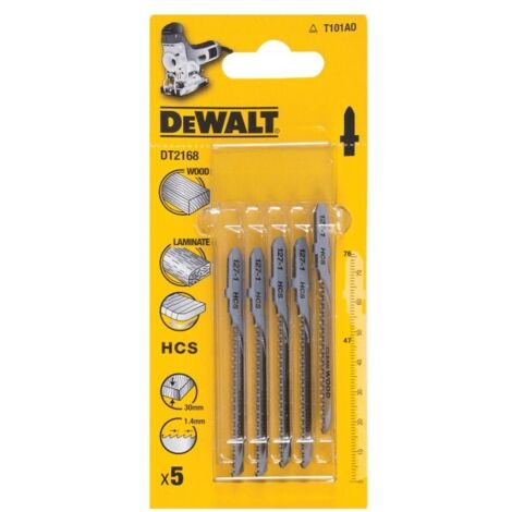 DeWalt DT2150-QZ Lame scie sauteuse universelle 76 mm 1,4 mm HSC 5 pièces Bois