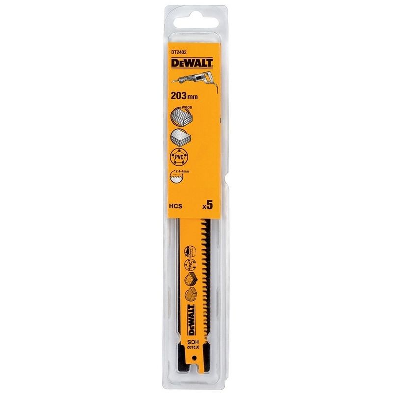 

DT2402-QZ - Hoja sierra sable HCS Progressor 150mm paso diente 2.4-4mm (5 ud) - Dewalt