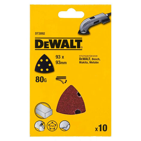 DeWalt DT3092-QZ Detail Sanding Sheets -93 x 93mm 80g Pack of 10
