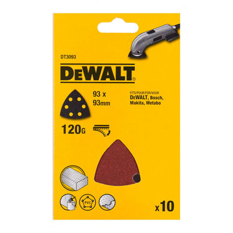 DeWalt DT3093-QZ Detail Sanding Sheets -93 x 93mm 120g Pack of 10