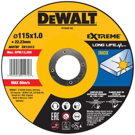 Dewalt dt3442-qz trennscheibe - edelstahl und feinmetalle